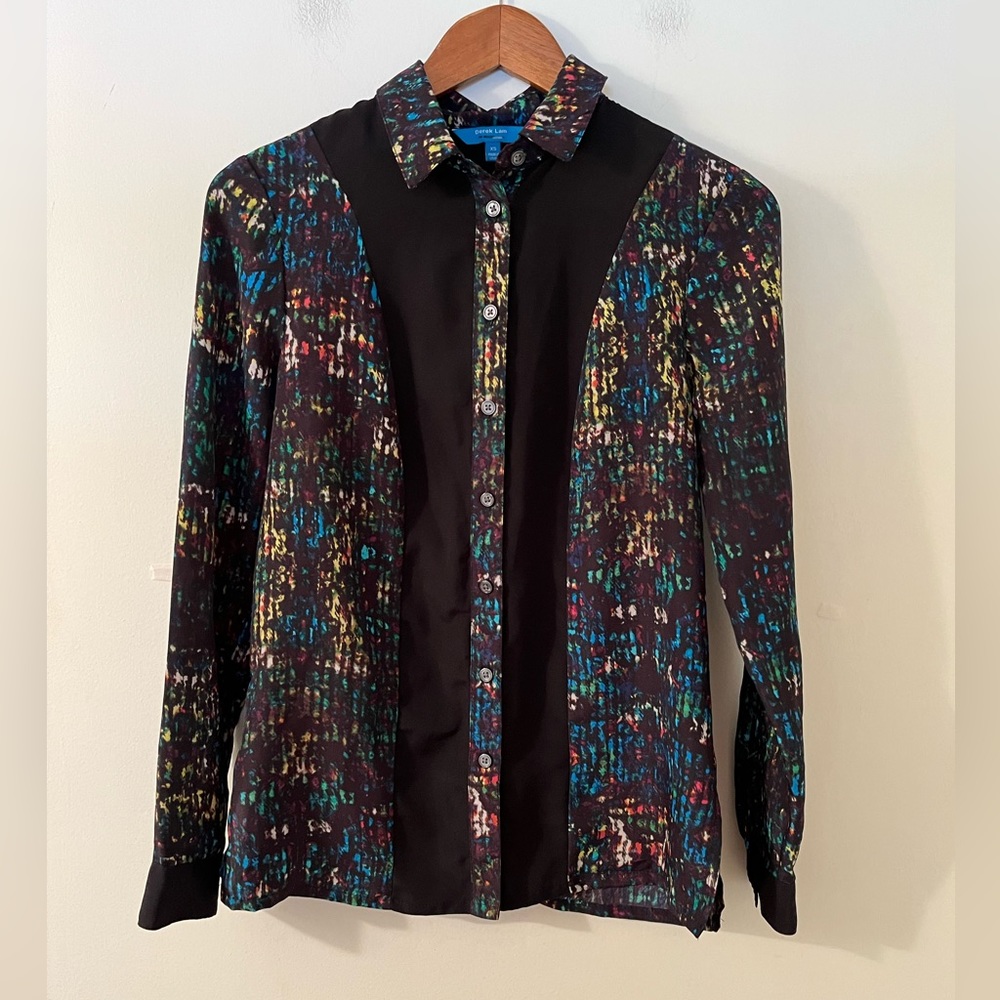 Derek Lam Nightshade Design Button Down Blouse Xs - image 1